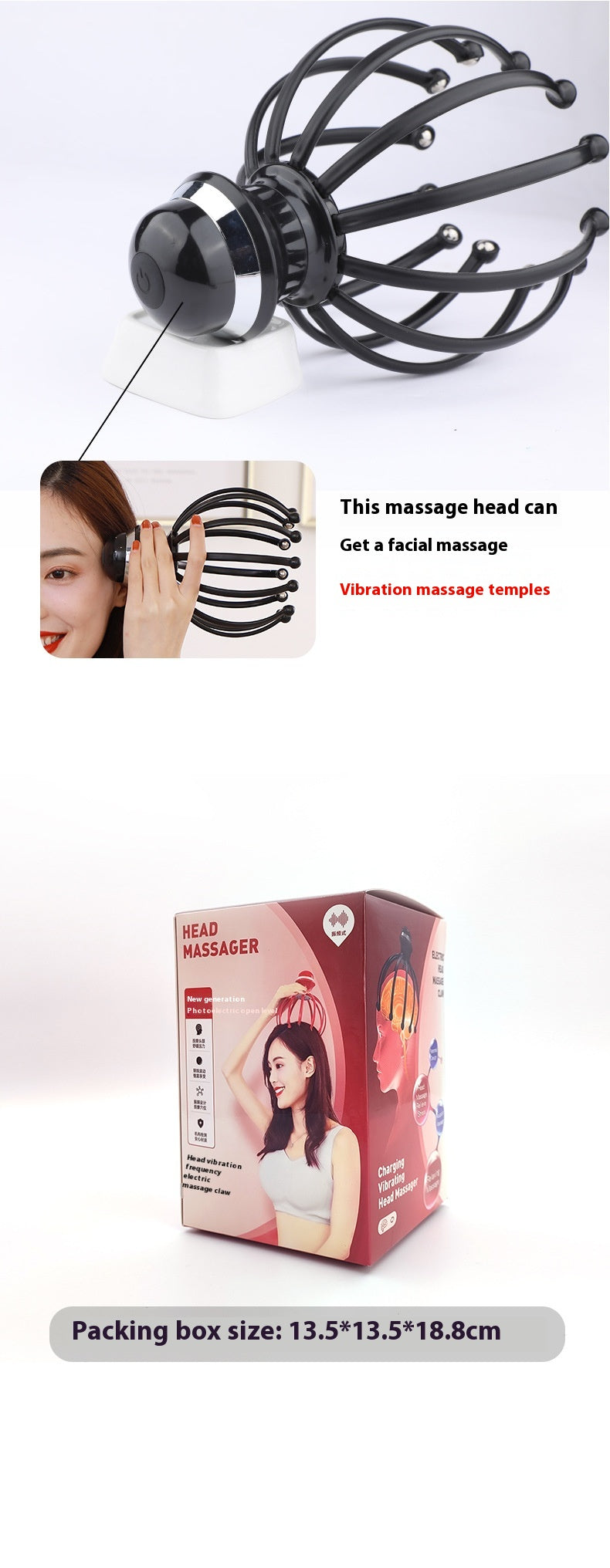 Vibration Head Massager Scalp Relaxation 12 Claw Electric Head Massager Octopus Point Massager